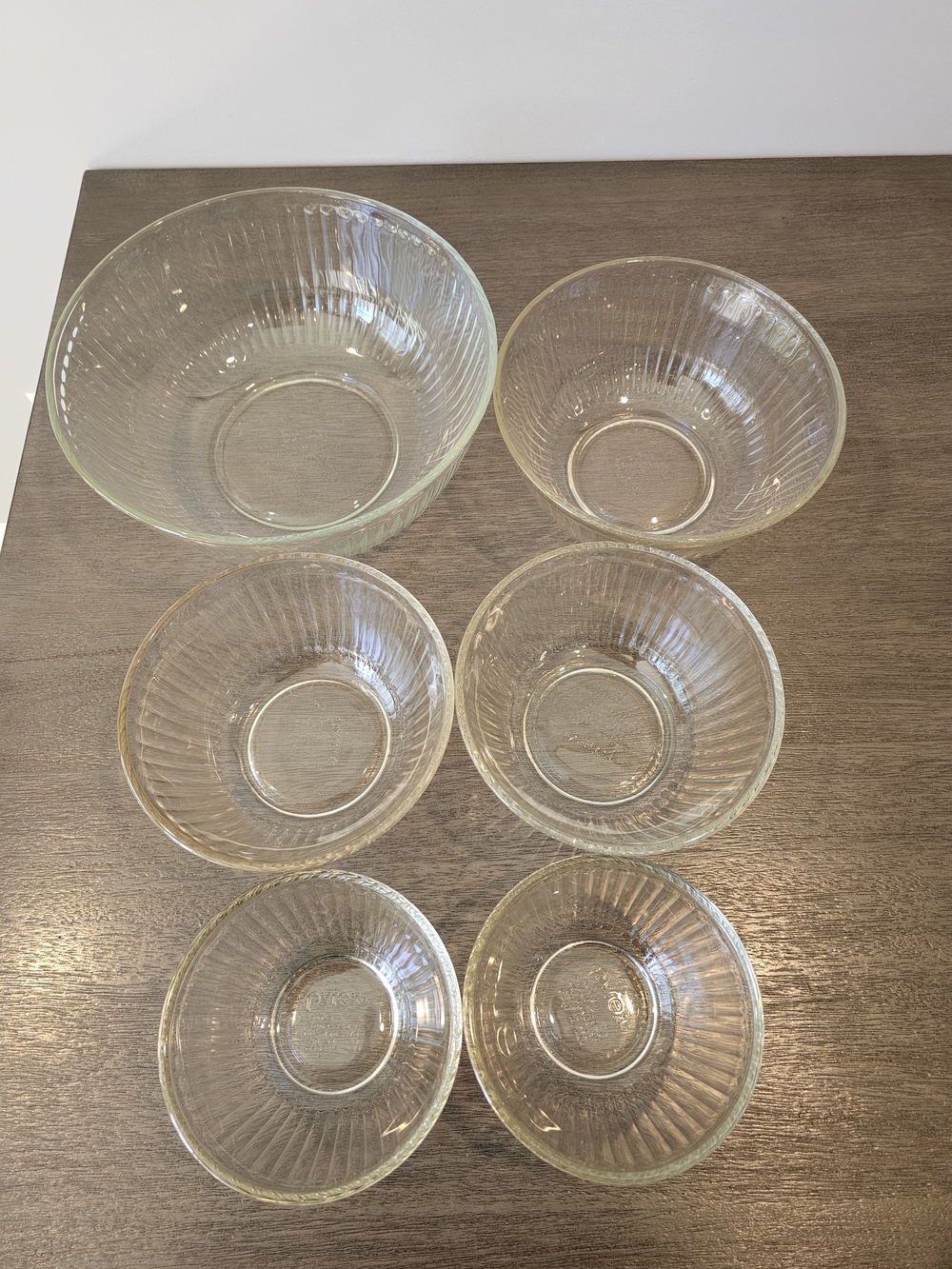 Vintage Pyrex Ribbed Mixing Bowls Set Of 6 - Picture 2 of 2